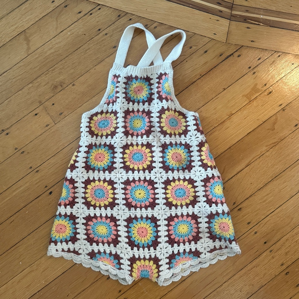 Zara Multicolor Crochet Halter Romper